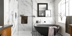 Luxury bathroom with marble finishing